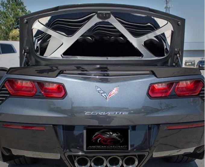 American Car Craft 2014-2019 C7 Corvette Convertible only - Trunk Lid Trim Kit Polished with Brushed Brace, Stainless Steel 051020