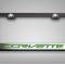 American Car Craft Corvette C7 Stingray - License Plate Frame CORVETTE Lettering, Black Base with Brushed Top Plate, Choose Color 052083