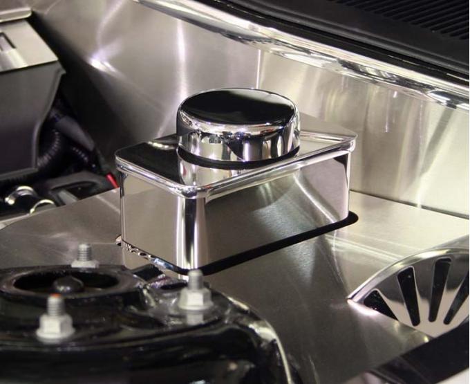 American Car Craft 2010-2014 Mustang GT - Master Cylinder Cover with Chrome Cap, Polished Stainless 273016
