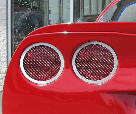 American Car Craft 2005-2013 C6 Corvette - Taillight Grilles Laser Mesh 4Pc, Polished Stainless Steel 042064