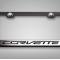 American Car Craft Corvette C7 Stingray - License Plate Frame CORVETTE Lettering, Black Base with Brushed Top Plate, Choose Color 052083