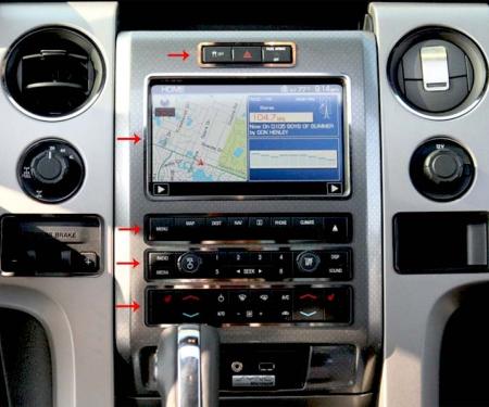 American Car Craft 2010-2012 Ford Raptor - Center Dash Trim Rings 5Pc, Stainless Steel (Polished) 771008