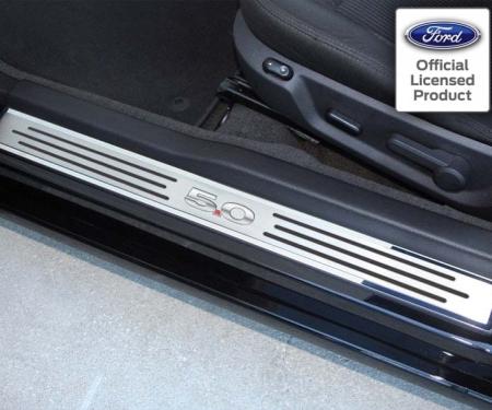 American Car Craft 2010-2014 Mustang GT - Outer Door Sills '5.0' with Slotted Carbon Fiber 2Pc, Polished/Brushed Stainless Steel 271027