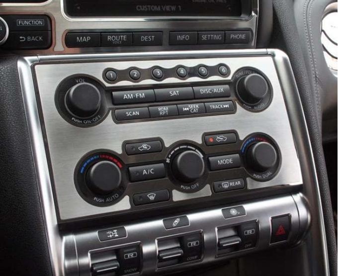 American Car Craft 2010-2013 Nissan GT-R - A/C & Radio Control Trim Plate, Brushed/Polished Stainless Steel 161008