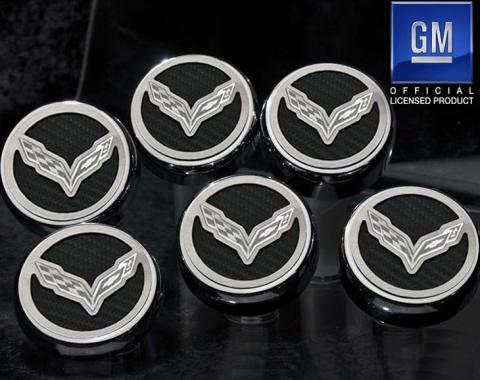 American Car Craft 2014-2019 Z06/Z51/C7 Corvette Stingray - Fluid Cap Covers C7 Flag Style Manual Transmission 6Pc, Choose Color 053014