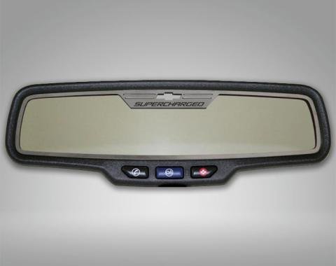 American Car Craft 2012-2013 Camaro - Rear View Mirror Trim "SUPERCHARGED" Style for Rectangle mirror, Brushed Stainless 101032
