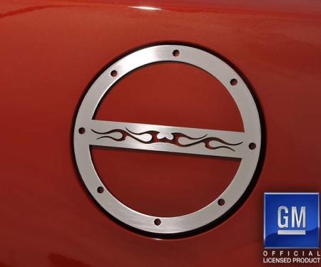American Car Craft 2010-2019 Camaro -Tribal Flame Fuel Door Cover, Stainless Steel (Brushed) 102011