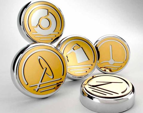 American Car Craft 1997-2013 C5/C6 Corvette - Gold Executive Series Fluid Cap Cover 5Pc Set, Automatic Transmission 043047