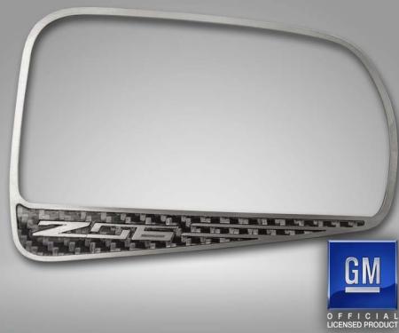 American Car Craft 2015-2019 Corvette C7 Z06 - Carbon Fiber 'Z06' Style Side View Mirror Trim 2Pc, Stainless Steel/Carbon Fiber 052118