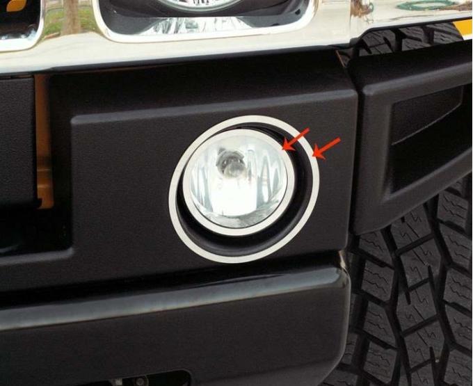 American Car Craft 2003-2013 Hummer H2 - Driving Light Trim Rings 4Pc, Polished Stainless Steel 492001