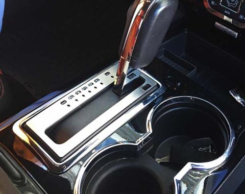 American Car Craft 2010-2014 Ford F150/Raptor - Shifter Plate Trim, Brushed Stainless 771005