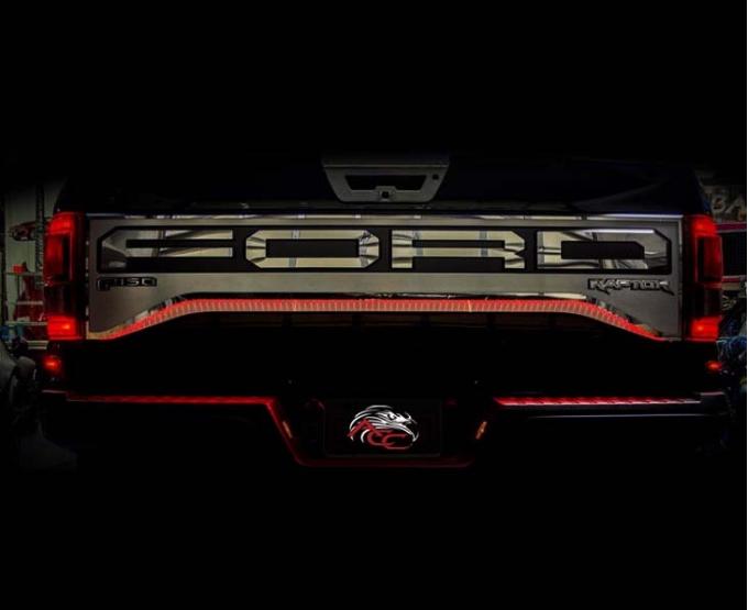 American Car Craft Red Illuminated Tailgate Insert Upgrade, Brushed Finish 772069