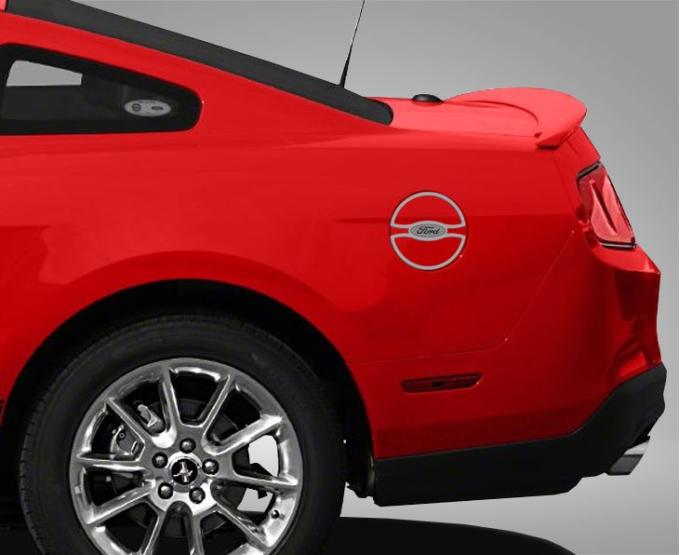 American Car Craft 2011-2012 Mustang - Fuel Door Trim with Ford Oval, Polished Stainless Steel 272020