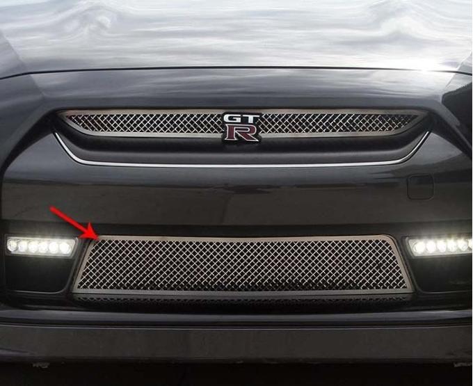 American Car Craft 2010-2013 Nissan GT-R - Laser Mesh Lower Front, Polished Stainless Steel 162007