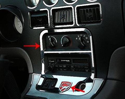American Car Craft 1992-1995 Dodge Viper - A/C & Radio Trim Ring with Viper Emblem, Polished Stainless Steel 951011