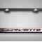 American Car Craft Corvette C7 Stingray - License Plate Frame CORVETTE Lettering, Black Base with Brushed Top Plate, Choose Color 052083