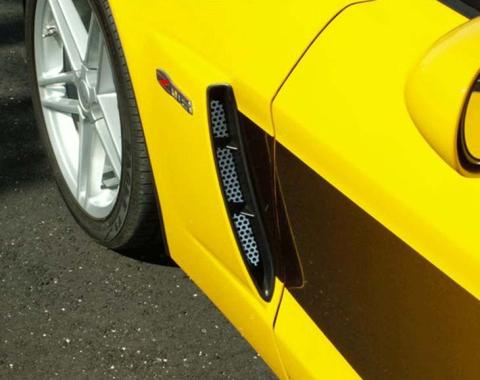 American Car Craft 2006-2013 C6 Z06 Corvette - Side Vent Grilles 2Pc, Perforated Stainless Steel 042054