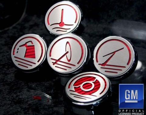 American Car Craft 2010-2022 Camaro V8 - Fluid Cap Covers with Laser-cut Symbols Automatic 5Pc, Chrome/Brushed, Choose Color 103052