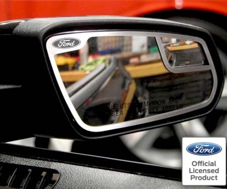 American Car Craft 2011-2012 Mustang - Side View Mirror Trim FORD Logo Style 2Pc, Brushed Stainless Steel 272017