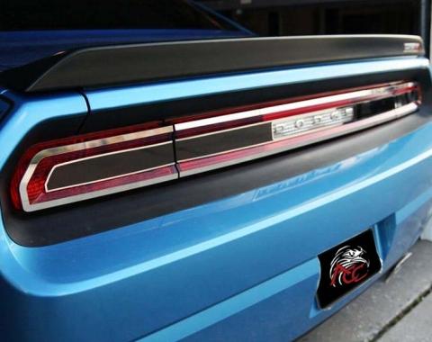 American Car Craft 2008-2014 Challenger - Tail Light Smoked Plexi Trim Plate, Polished Stainless Trim 152021