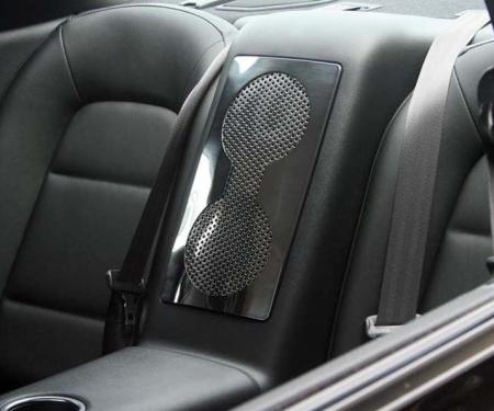 American Car Craft 2010-2013 Nissan GT-R - Rear Car Speaker Trim Plate, Perforated Stainless Steel 161014