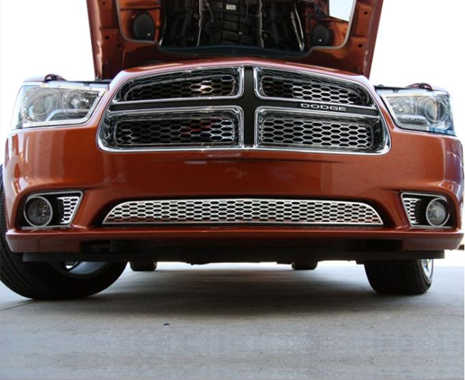 American Car Craft 2011-2013 Dodge Charger - Fog Light Factory Overlays 2Pc, Polished Stainless 332007