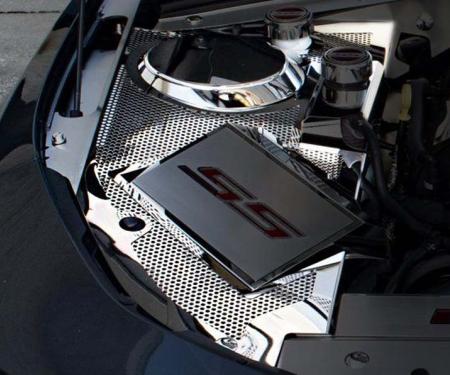 American Car Craft 2016-2023 Camaro - Inner Fender Covers with  Shock Tower Dome Covers [Stock Air Box], Perforated or Carbon Fiber (Perforated) 103115