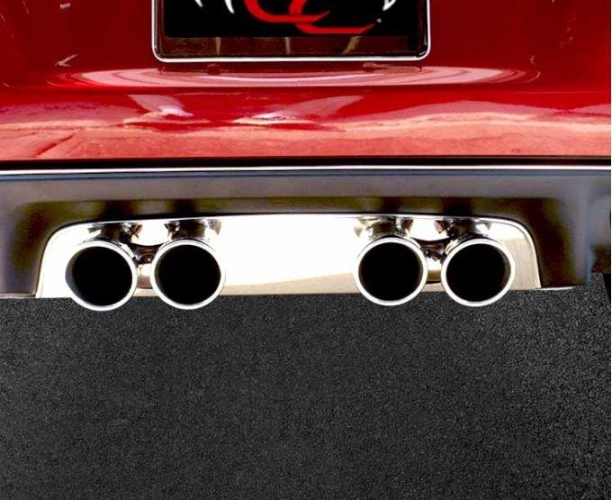 American Car Craft 2005-2013 C6 Corvette - Polished Exhaust Filler Panel, Flowmaster Quad Tips, Stainless Steel 042025