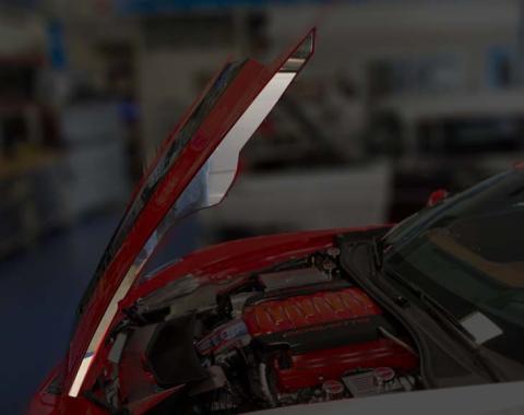 American Car Craft 2014-2019 Corvette C7 Stingray - Hood Side Caps 2Pc, Polished Stainless Steel 053073
