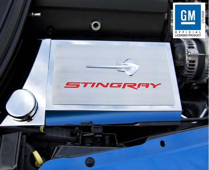 American Car Craft 2014-2019 Corvette Z06/Z51/C7 - Fuse Box Cover Stingray Emblem & Lettering, Stainless Steel, Choose Color 053033
