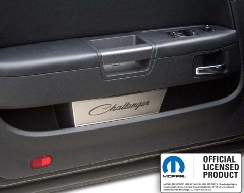 American Car Craft 2008-2014 Challenger - Door Badge Plate with Etched Challenger Classic Script 2Pc, Brushed Stainless 151032