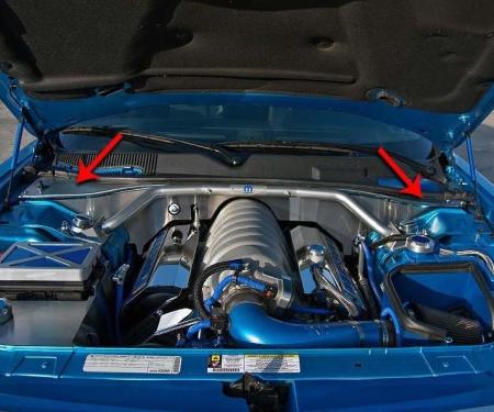 American Car Craft 2008-2019 Challenger - Firewall Extensions with Hood Pin Switch 2Pc, Stainless Steel (Polished) 153050