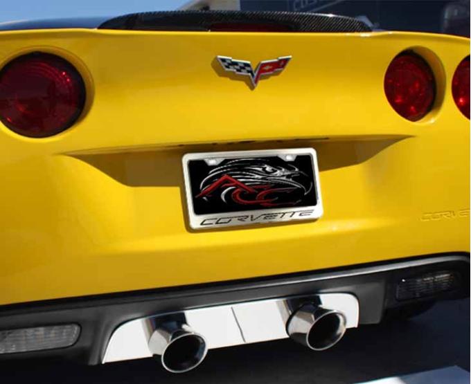 American Car Craft 2005-2013 C6 Corvette - License Plate Frame CORVETTE Inlay Lettering, Brushed Stainless, Choose Color 042110