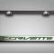American Car Craft Corvette C7 Stingray - License Plate Frame CORVETTE Lettering, Black Base with Brushed Top Plate, Choose Color 052083