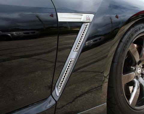 American Car Craft 2010-2013 Nissan GT-R - Side Vent Grilles Laser Mesh 4Pc, Polished Stainless Steel 162004