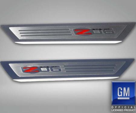 American Car Craft 2006-2013 C6 Corvette Z06 - Outer Door Sills Z06 Logo Inlay 2Pc, Stainless Steel 041054