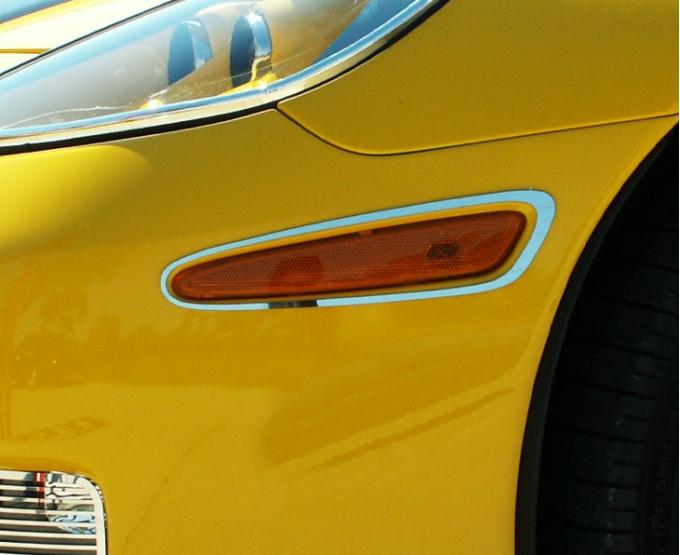 American Car Craft 2006-2013 Z06/ZR1/GS/C6 Corvette - Side Marker Light Trim 4Pc, Polished Stainless Steel 042067