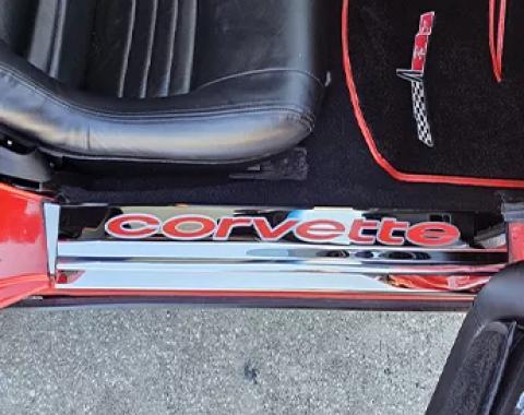 American Car Craft 1978-1982 C3 Corvette Door Sills with Corvette Vinyl Inlay Lettering 2Pc, Polished Stainless, Choose Color 011003
