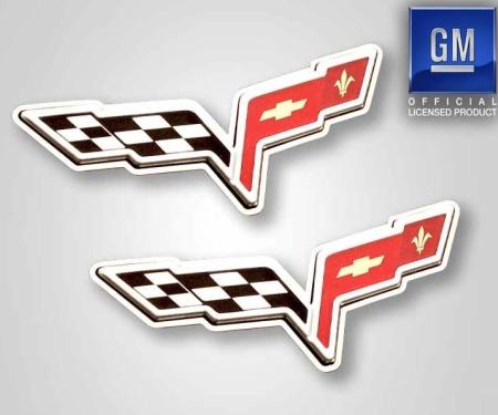 American Car Craft 2005-2013 C6 Corvette - Emblem Trim Rings 2Pc, Polished Stainless Steel 042080