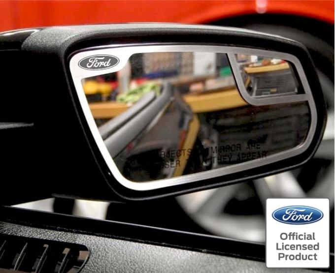 American Car Craft 2011-2012 Mustang - Side View Mirror Trim FORD Logo Style 2Pc, Brushed Stainless Steel 272017
