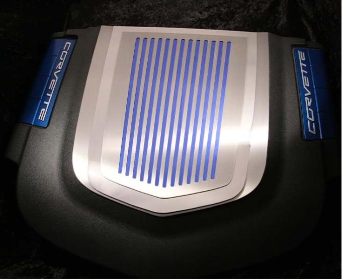 American Car Craft 2009-2013 Corvette ZR1 only - Engine Shroud Cover Ribbed Style 2Pc, Polished Stainless Steel 043074