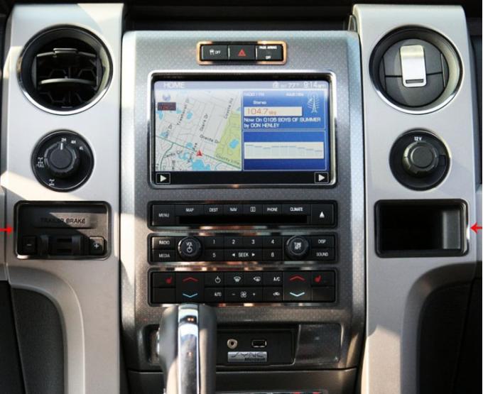 American Car Craft 2010-2014 Ford F150/Raptor - Dash Trim for Trailer Brake & Cubby Hole, Stainless Steel (Polished) 771016