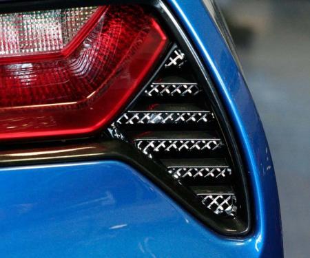 American Car Craft 2014-2019 C7 Z06/Grand Sport - Laser Mesh Taillight Grilles 2Pc, Polished Stainless Steel 052005