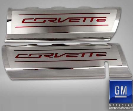 American Car Craft 2014-2019 C7/Z51 Corvette - CORVETTE Style Fuel Rail Covers Factory Overlay 2Pc, Stainless Steel, Choose Color 053118