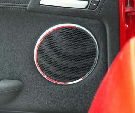 American Car Craft 2008-2009 Pontiac G8 - Front Car Door Speaker Trim Bezels 4 3/4" OD. 2Pc, Stainless Steel 221005