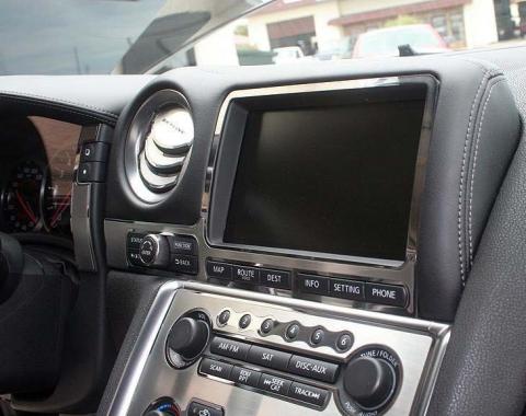 American Car Craft 2010-2013 Nissan GT-R - Navigation Trim, Brushed/Polished Stainless Steel 161007