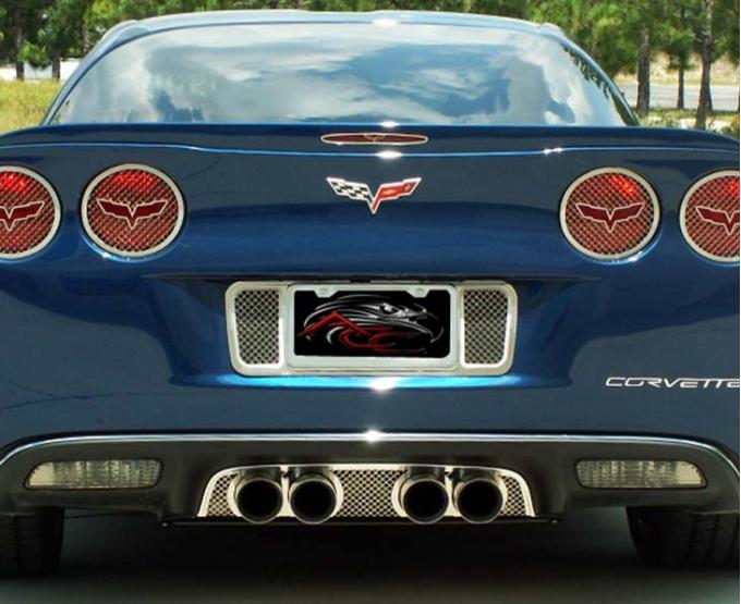 American Car Craft 2005-2013 C6 Corvette - Tag Back Laser Mesh Style, Polished Stainless Steel 042079