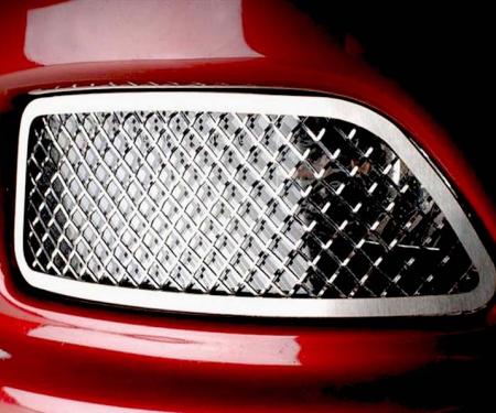 American Car Craft 2005-2013 C6 Corvette - Driving Light Covers Laser Mesh 2Pc, Polished Stainless Steel 042075