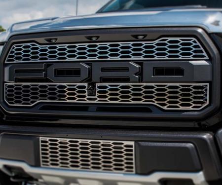 American Car Craft 2017-2018 Ford Raptor - Upper Grille Overlays, Premium Stainless Steel (Brushed) 772055