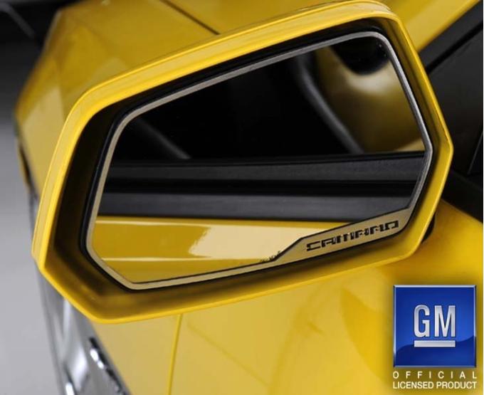 American Car Craft 2010-2013 Camaro - Side View Mirror Trim 'CAMARO' Style 2Pc, Brushed Stainless Steel 102056